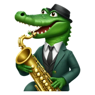 alligator in a jazz outfit playing the saxophone sticker
