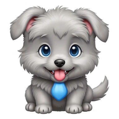Create a gray puppy with blue eyes and tongue out  sticker