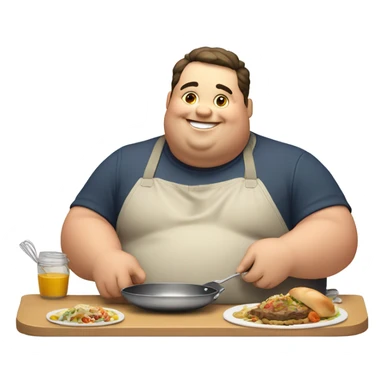 Fat guy eating cooking  sticker