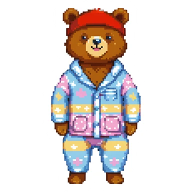 bear in pajamas standing and smiling sticker