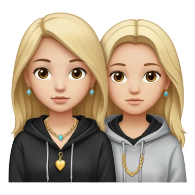 girl in hoodie with jewelry. One blond one brunette  sticker