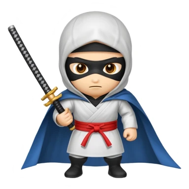 Emoji de ninja capa blanca y la espada  sticker
