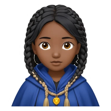 braid black hair, asian girl, dark blue cloak sticker