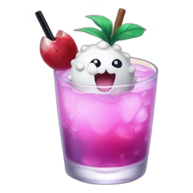 poro from lol inside a cocktail sticker