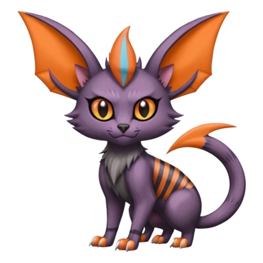 dark edgy dull pointy edgy Noivern-Noibat-Purloin-Torracat-Lykoi-Caracal-bat-cat-Fakemon-fusion-hybrid-creature with bat-wings on head as ears sticker