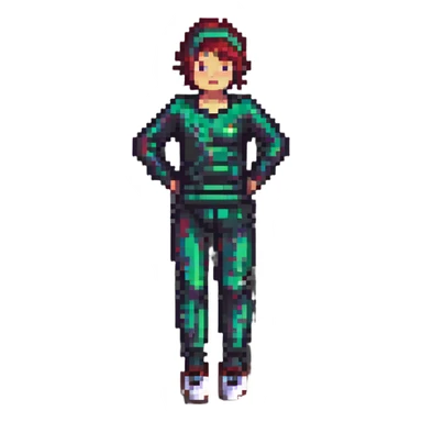 person doing a leg stretch, pixel art style sticker