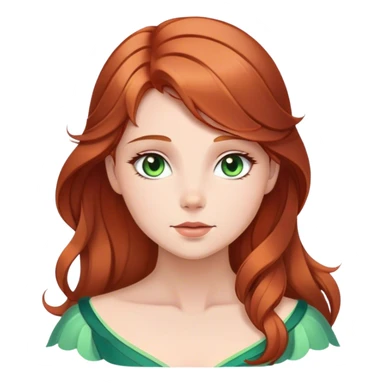 Cinematic Serene Sleeping Beauty Portrait Emoji, rendered in a simplified vector style. Depict a gentle Aurora (chest and above) with fair, glowing skin and softly cascading auburn hair, her expression calm and reflective, dressed in her timeless attire. The image exudes a soft, warm radiance with high shine and a subtle glowing outline. sticker