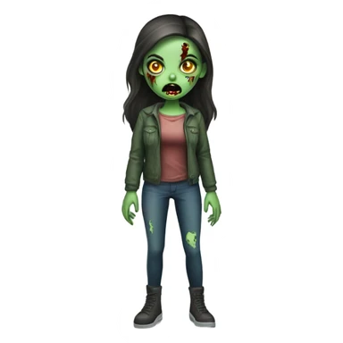 Brunette zombie girl in horror zombie green  sticker