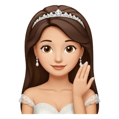 White tanned skin bride with dark hazel hair with a chin on her face sticker