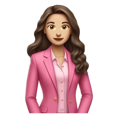 Rich Beautiful brunette girl fair skin long hair wearing a pink suit  sticker