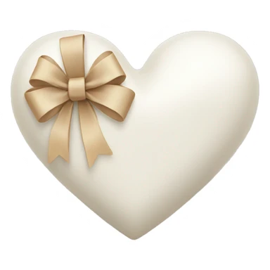 white heart with beige bow sticker
