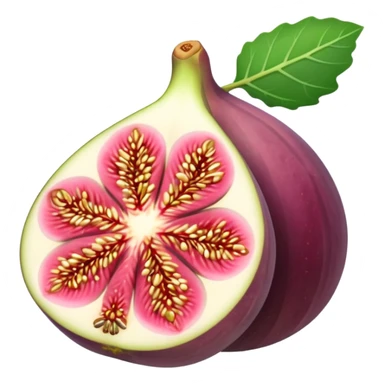 Please create a emoji of a cross-section of a fig with a small leaf sticker