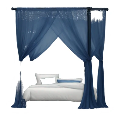 Midnight blue canopy bed with sheer curtains sticker