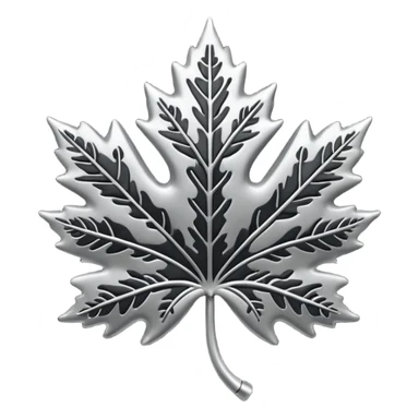 Black and silver filigree maple leaf, 3D, extremely detailed design sticker