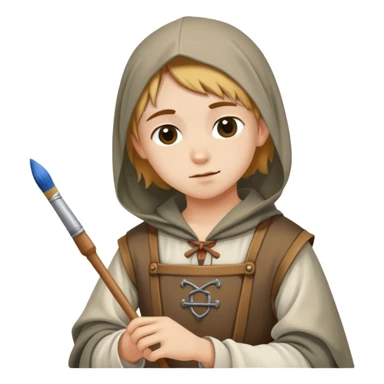 young poor painter with medieval clothes sticker