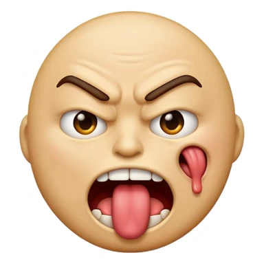 Emoji choking himself angrily  tongue sticking out sticker