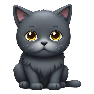 a sad fluffly dark grey cat sticker