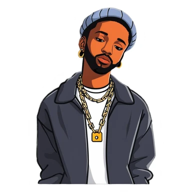 Brent Faiyaz R&B singer with chains and stylish outfit sticker