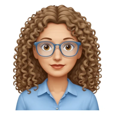 woman 50 years old dark blond long curly hair, brown eyes ans rectangle glasses sticker