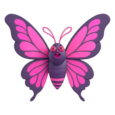 3D gothic moth with pink wings, dark and mysterious sticker