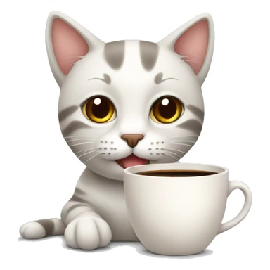 Cute cat with coffee  sticker