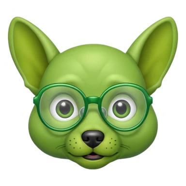 green alien dog with folded ears, wearing glassess sticker