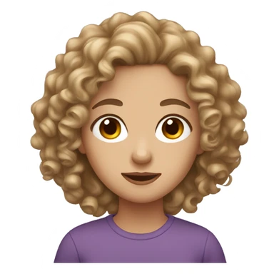White brown curly hair teenage girl  sticker