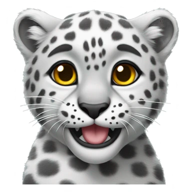 cute snow leopard shows a heart sticker