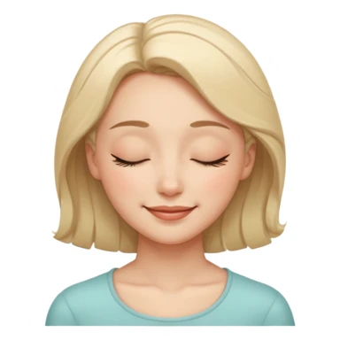 lady face icon feels safe, with closed eyes, smile,  sticker