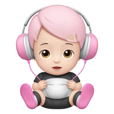 a cute baby in a white diaper and pink airpod sticker