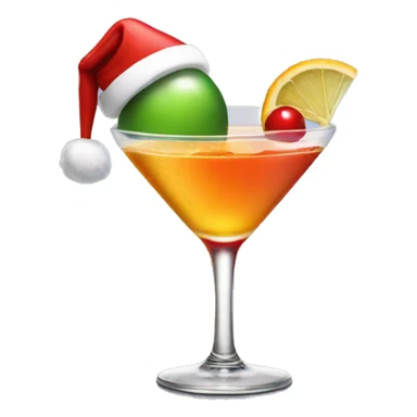 cocktail with a santa hat  sticker