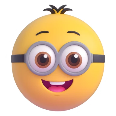 3d sphere with a cute minion face, blushing cheeks sticker