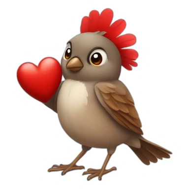 Sparrow holding Red Heart in His wings sticker