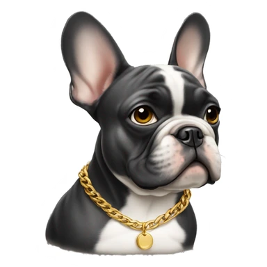 French bulldog wearing a gold chain sticker