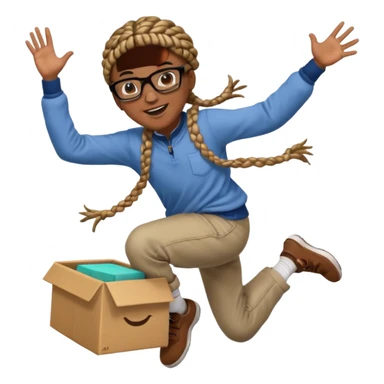 black boy with glasses and box braids jumping sticker