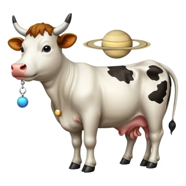 A cow with the body of Saturn  sticker