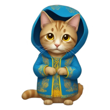 cat in ukrainian clothes sticker