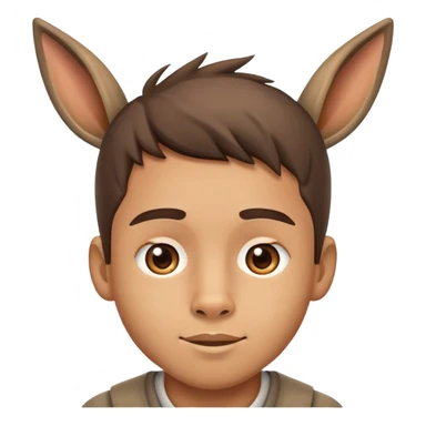A boy with donkey face sticker