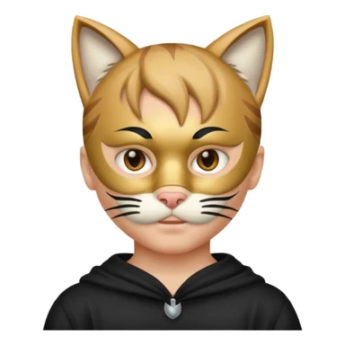 boy wearing cat theme half mask sticker