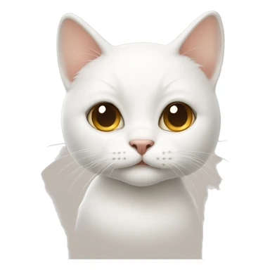 White cat with beig sticker