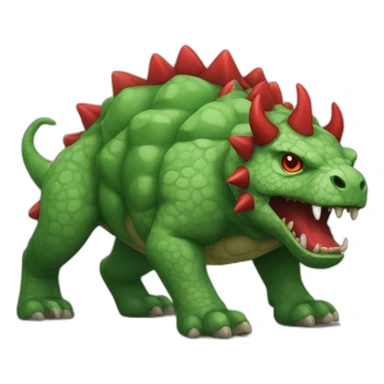 Green Tarasque with six paws and back covered with red horns sticker