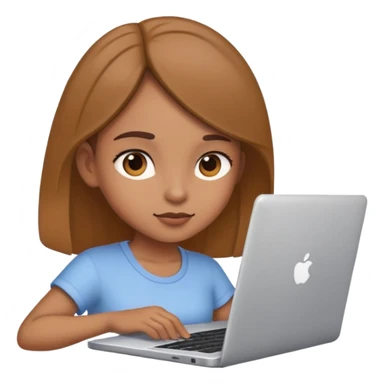 Light brown girl doing work on the laptop  sticker