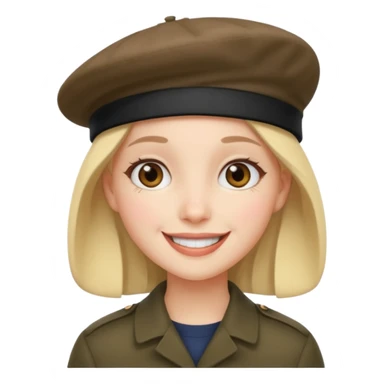 this exact face 😭 with a beret sticker