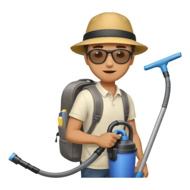 Dude cleaning car with a vacuum in a backpack sticker