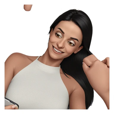 smiling girl with phone sticker