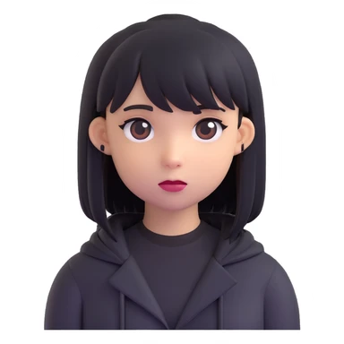 emo girl, expressive, dark clothing, side-swept bangs, moody, modern emoji style sticker