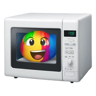 A microwave wearing a t shirt sticker