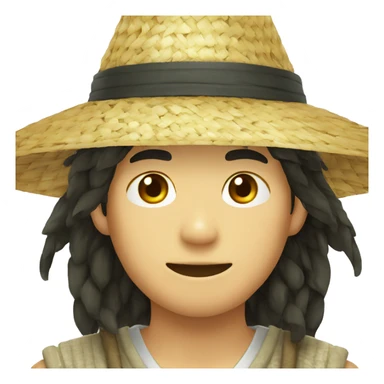 korean guy with Chinese triangle straw hat sticker