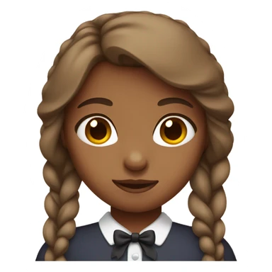 a brown headed girl wearing a bow sticker