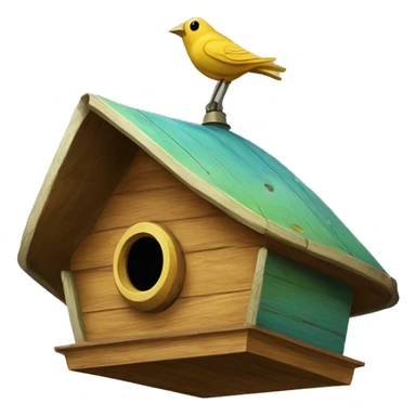 Painted wooden flattened UFO alien spaceship shaped birdhouse —no emoji  sticker